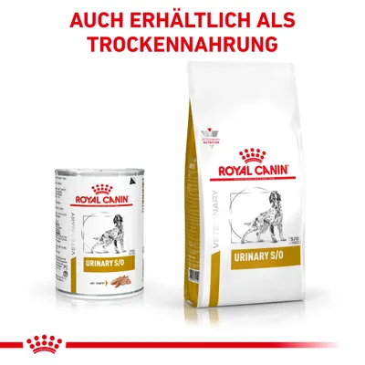 Royal Canin Urinary S/O Nass- und Trockenfutter für Hunde. Auch erhältlich als Trockennahrung.