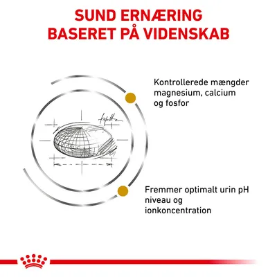 SUND ERNÆRING BASERET PÅ VIDENSKAB. Kontrollerede mængder magnesium, calcium og fosfor. Fremmer optimalt urin pH niveau og ionkoncentration.