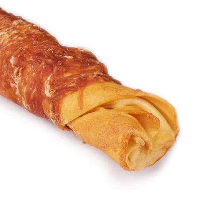 Chew roll made from pressed chicken meat, twisted and baked golden brown. Chew roll made from pressed chicken meat, twisted and baked golden brown.