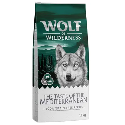Wolf of Wilderness koiranruoka, The Taste of the Mediterranean, 100 % viljaton resepti tuoreella lampaanlihalla, kanalla, taimenella ja seljanmarjoilla, 12 kg.