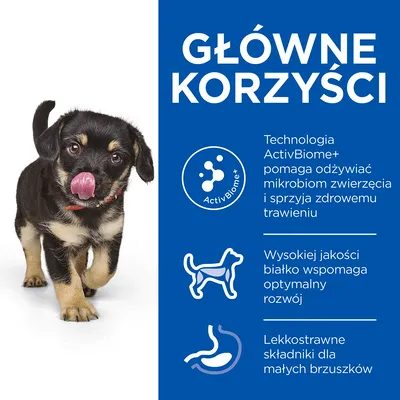Główne korzyści: technologia ActivBiome+ wspiera mikrobiom i trawienie, wysokiej jakości białko wspomaga rozwój, lekkostrawne składniki dla małych brzuszków.