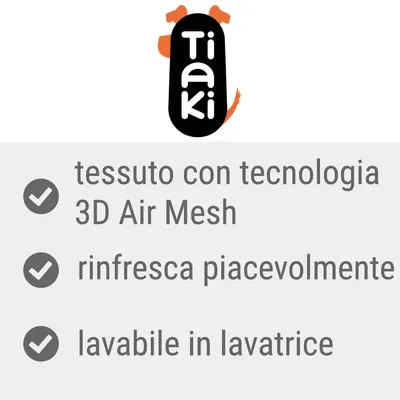 Tiaki. tessuto con tecnologia 3D Air Mesh, rinfresca piacevolmente, lavabile in lavatrice