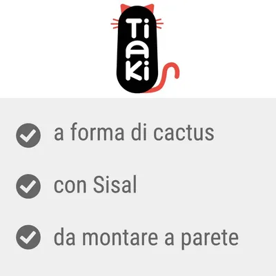 Tiaki. A forma di cactus, con Sisal, da montare a parete.