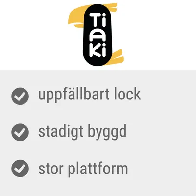 Tiaki, uppfällbart lock, stadigt byggd, stor plattform