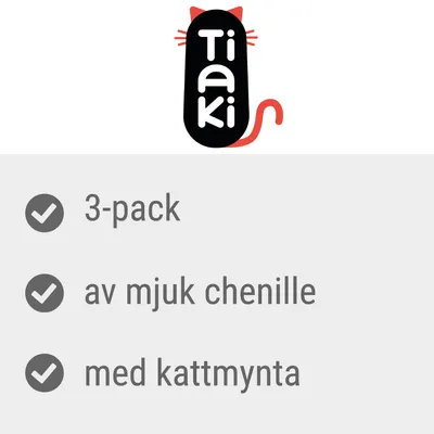 Tiaki. 3-pack, av mjuk chenille, med kattmynta.