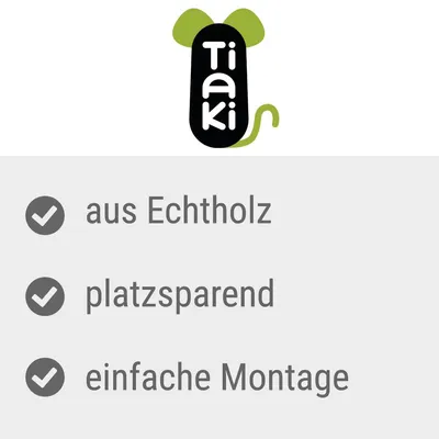 Tiaki, aus Echtholz, platzsparend, einfache Montage (texte en allemand)
