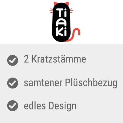 Tiaki. 2 Kratzstämme, samtener Plüschbezug, edles Design.