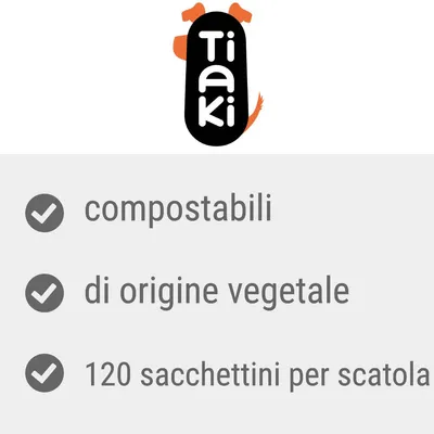 Tiaki compostabili, di origine vegetale, 120 sacchettini per scatola