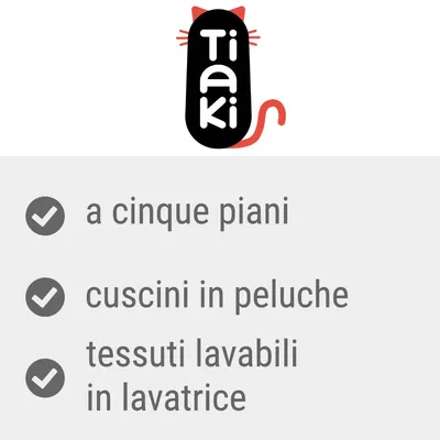 Tiaki. a cinque piani, cuscini in peluche, tessuti lavabili in lavatrice