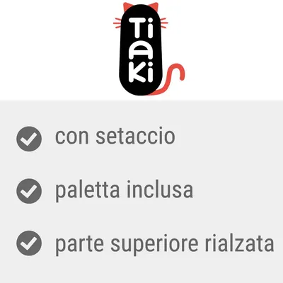 Tiaki. con setaccio, paletta inclusa, parte superiore rialzata
