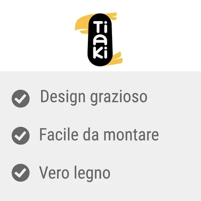 Tiaki. Design grazioso, facile da montare, vero legno.