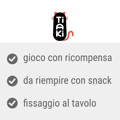 Tiaki. Gioco con ricompensa, da riempire con snack, fissaggio al tavolo.