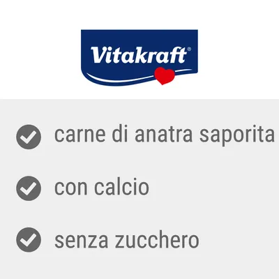 Vitakraft, carne di anatra saporita, con calcio, senza zucchero