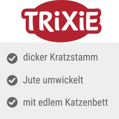 TRIXIE, dicker Kratzstamm, Jute umwickelt, mit edlem Katzenbett (texte en allemand)