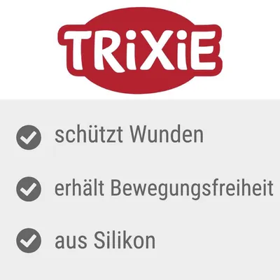 TRIXIE. Texte en allemand : protège les plaies, préserve la liberté de mouvement, en silicone.