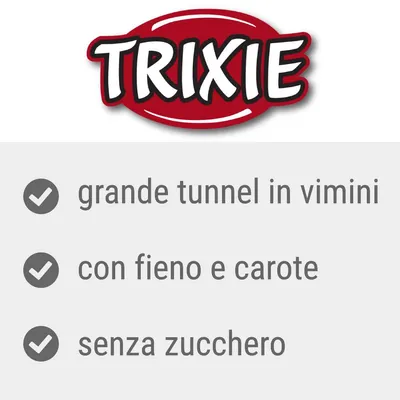 TRIXIE, grande tunnel in vimini, con fieno e carote, senza zucchero