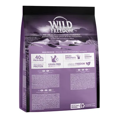 Wild Freedom dry food with 40% fresh meat, high-quality protein, grain-free recipe, species-appropriate, made in Germany, recyclable material. A taste of freedom based on wild diet.