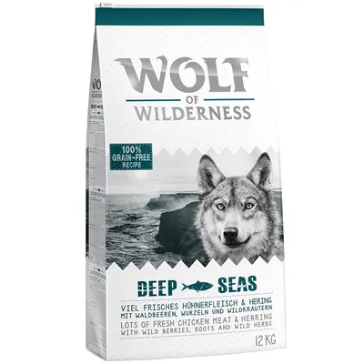 Wolf of Wilderness Deep Seas, 100% grain-free recipe, viel frisches Hühnerfleisch & Hering mit Waldbeeren, Wurzeln und Wildkräutern, 12 kg