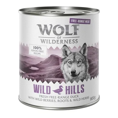 Wolf of Wilderness Wild Hills, 800 г банка. Рецепт со свежей фермерской уткой, лесными ягодами, корнями и травами. 100% без зерна.