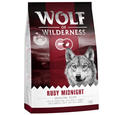 Wolf of Wilderness Ruby Midnight, Grain-Free Recipe, lots of fresh pork with beef & rabbit, wild berries, roots and wild herbs, 1 kg