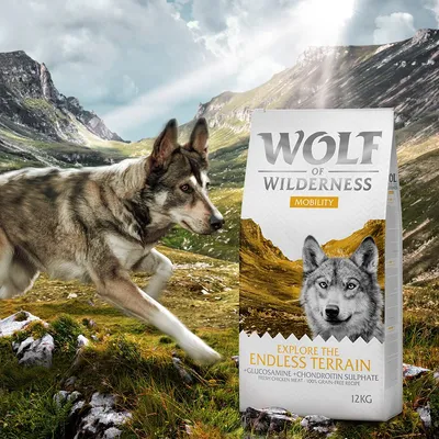 Wolf of Wilderness Mobility храна за кучета, Explore the Endless Terrain, с глюкозамин и хондроитин сулфат, прясно пилешко месо, 100% беззърнена рецепта, 12 кг.