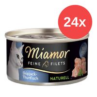 Miamor Feine Filets Skipjack-Thunfisch, Naturell, 100% Filet, 24x Dosen.