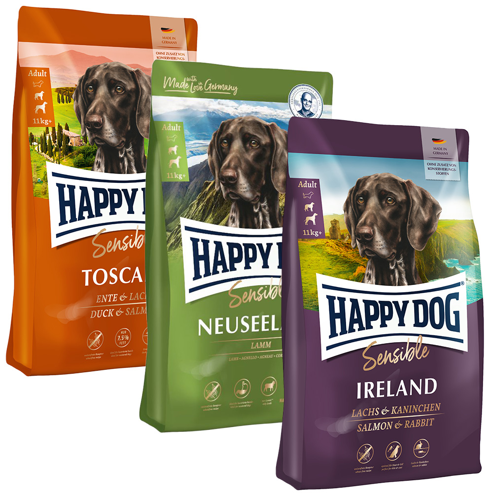 Happy Dog Supreme Kulinarische Weltreise 3 x 4 kg - Toscana, Neuseeland, Ireland
