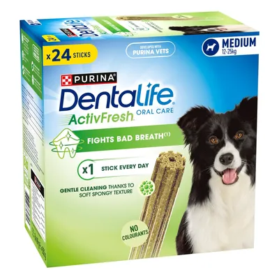 PURINA Dentalife Active Fresh Daily Dental Care Snacks for Medium Breed Dogs - 48 Sticks
