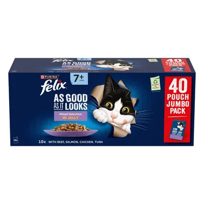 2 x Felix Cat Treats - 25% Off! * - Senior As Good As It Looks Mixed Selection in Jelly (80 x 85g)