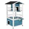 Maisonnette Penthouse pour chat L 72 x l 72 x H 124 cm - bleu / blanc
