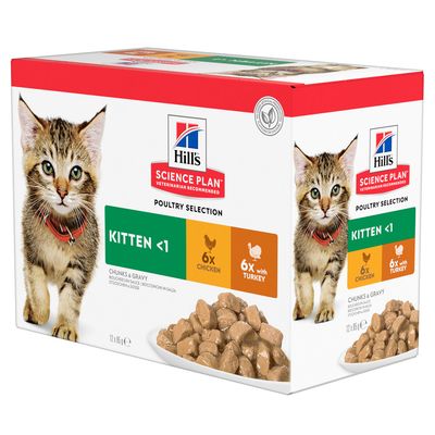 Hill's Science Plan Kitten Pouches Poultry Selection (12 x 85g)