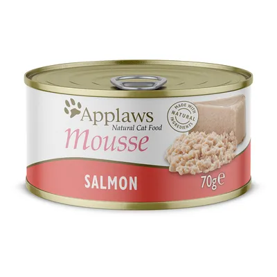 Applaws Natural Cat Food Mousse, lohen maku, 70 g tölkki, valmistettu luonnollisista ainesosista. Applaws Natural Cat Food Mousse, lohen maku, 70 g tölkki, valmistettu luonnollisista ainesosista.