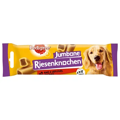 Pedigree Jumbone Riesenknochen, Rind & Geflügel Geschmack, weniger als 5% Fett.
