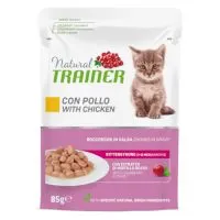 8 + 4 sachets offerts ! Natural Trainer 12 x 85 g - Kitten & Young, poulet