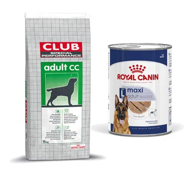 Royal Canin Club Dry Dog Food + Royal Canin Wet Dog Food - 15% off! * - CC Adult - Weight Maintainance (15kg) + Maxi Adult in Loaf (12 x 410g)