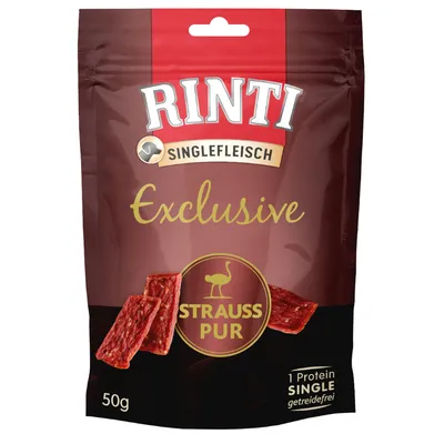 Rinti Singlefleisch Exclusive, struts pur, spannmålsfri, 50g. 1 protein single.