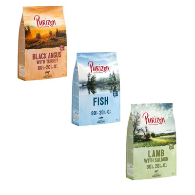 Set prova! 3 x 1 kg Purizon - Adult: Black-Angus & Tacchino + Agnello & Salmone + Pesce