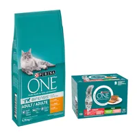 9,75 kg PURINA ONE + 24 x 85 g Sterilised zdarma - Adult kuřecí & celozrnné obiloviny