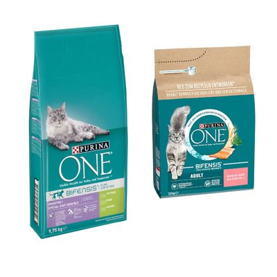 9,75 kg PURINA ONE + 2,8 kg Adult losos i cjelovite žitarice gratis! Sensitive