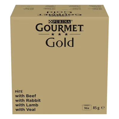 Jumbopack: Gourmet Gold 96 x 85 g - Fin paté: nötkött, kanin, lamm, kalvkött