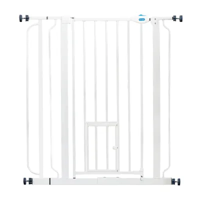 Carlson Pet Gate extra, висока предпазна решетка с вратичка за котки - В 91,44 см, Ш 73,66 до 92,71 см