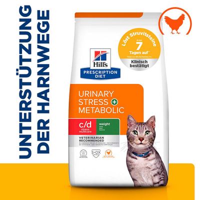 Hill's Prescription Diet Urinary Stress + Metabolic, löst Struvitsteine in 7 Tagen auf, klinisch bestätigt, Unterstützung der Harnwege, c/d stress multicare, mit Huhn.