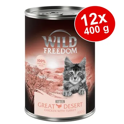 Wild Freedom Kitten Great Desert, kip met kalkoen, 100% graanvrij recept, 12x400g blik.
