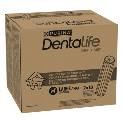 PURINA Dentalife Daily Dental Care Snacks for Large Breed Dogs (25-40kg) 36 Sticks (12 x 106g)