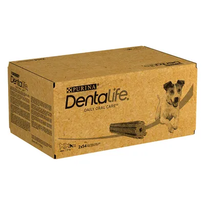 Purina Dentalife Daily Oral Care, confezione da 2x54 pezzi per cani piccoli (7-12 kg).