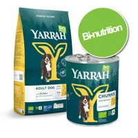 Lot bi-nutrition : croquettes + boîtes Yarrah Bio pour chien - croquettes Adult poulet bio (15 kg) + boîtes Chunks poulet bio, orties bio, tomates bio (12 x 820 g)