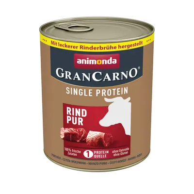 Animonda GranCarno Single Protein Rind Pur, hergestellt mit leckerer Rinderbrühe, 100% frische Zutaten, eine Proteinquelle, ohne Getreide und Gluten.