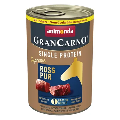 Animonda GranCarno Single Protein Supreme Ross Pur, izdelano z okusno zelenjavno juho, 100% sveže sestavine, brez žit in glutena, vir beljakovin: konj.