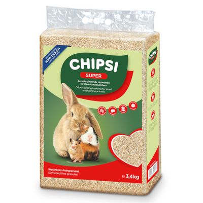 CHIPSI Super kvalitets-kæledyrsstrø, fint granulat, absorberende, lugtbindende, økonomisk, 3,4 kg. Velegnet til smådyr som hamster og ilder.