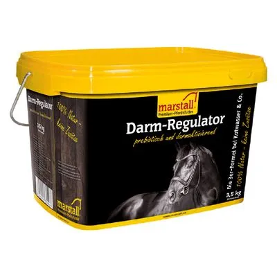 marstall Darm-Regulator, prebiotisch und darmstabilisierend, 3,5 kg emmer met afbeelding van paard, 100% natuur, geen toegevoegde suikers. Tekst deels in het Duits.